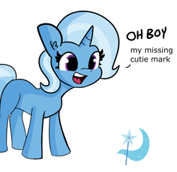 Size: 2250x2184 | Tagged: safe, artist:tjpones, artist:tjpones edits, edit, imported from derpibooru, trixie, pony, unicorn, female, mare, missing cutie mark, oh boy, simple background, solo, text, white background