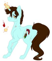 Size: 1280x1495 | Tagged: safe, artist:silentwolf-oficial, imported from derpibooru, oc, oc only, pony, unicorn, eye scar, glowing horn, horn, looking back, magic, raised hoof, scar, simple background, solo, telekinesis, transparent background, unicorn oc