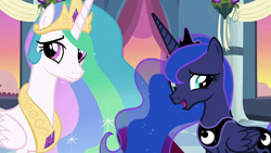 Size: 1920x1080 | Tagged: safe, imported from derpibooru, screencap, princess celestia, princess luna, alicorn, pony, the last problem, open mouth, proud