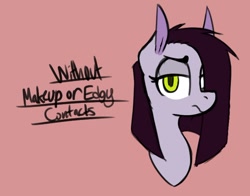 Size: 1100x863 | Tagged: safe, artist:niggerdrawfag, oc, oc only, oc:razor wire, pony, unicorn, bust, female, hair over one eye, lidded eyes, looking at you, mare, missing horn, portrait, solo, text