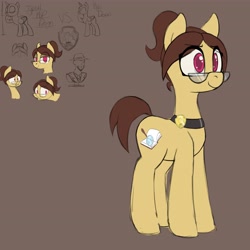 Size: 4096x4096 | Tagged: safe, artist:niggerdrawfag, oc, oc only, oc:noir, earth pony, pony, absurd resolution, badge, cute, detective, female, freckles, glasses, half moon glasses, mare, police, police badge, smiling, solo