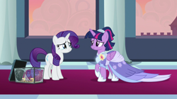 Size: 1920x1080 | Tagged: safe, imported from derpibooru, screencap, rarity, twilight sparkle, alicorn, pony, unicorn, the last problem, clothes, coronation dress, crying, dress, proud, second coronation dress, tears of joy, twilight sparkle (alicorn)