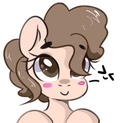 Size: 700x700 | Tagged: artist needed, safe, imported from derpibooru, oc, oc only, oc:lewdielewd, earth pony, pony, big eyes, blushing, cute, simple background, solo, white background