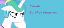 Size: 858x378 | Tagged: safe, artist:twilyisbestpone, derpibooru exclusive, edit, edited screencap, imported from derpibooru, screencap, princess celestia, alicorn, pony, :i, alternate hairstyle, angry, blue background, bust, celestia is not amused, cute, cutelestia, female, hoof on chin, looking away, madorable, mare, pouting, simple background, solo, unamused