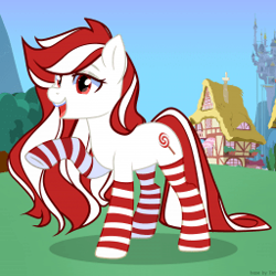 Size: 256x256 | Tagged: safe, imported from derpibooru, oc, oc only, oc:lollipopsocks, earth pony, pony, candy, clothes, food, lollipop, picture for breezies, socks, solo, striped socks