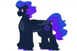 Size: 1280x854 | Tagged: safe, artist:itstechtock, imported from derpibooru, oc, oc only, alicorn, pony, female, magical lesbian spawn, mare, offspring, parent:nightmare moon, parent:rainbow dash, parents:nightdash, simple background, solo, white background