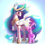 Size: 1800x1792 | Tagged: safe, alternate version, artist:xbi, imported from derpibooru, princess celestia, twilight sparkle, alicorn, pony, unicorn, bodypaint, cute, cutelestia, cutie mark, cyrillic, female, filly, filly twilight sparkle, gradient background, momlestia, pencil, russian, smiling, tabun art-battle, tabun art-battle cover, translated in the comments, twiabetes, wholesome, xbi is trying to murder us, younger