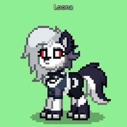 Size: 495x495 | Tagged: safe, imported from derpibooru, demon, demon pony, hellhound, pony, wolf, pony town, female, green background, hellhound pony, helluva boss, loona (helluva boss), pixelated, simple background, solo