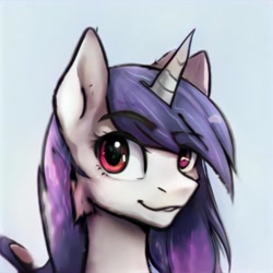 Size: 1024x1024 | Tagged: safe, artist:thisponydoesnotexist, imported from derpibooru, pony, ai content, ai generated, generator:thisponydoesnotexist, looking at you, neural network, simple background, solo