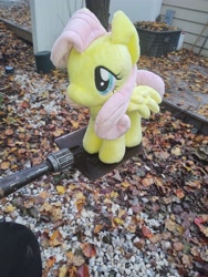 Size: 3000x4000 | Tagged: safe, imported from derpibooru, fluttershy, 4de, irl, photo, plushie, shovel