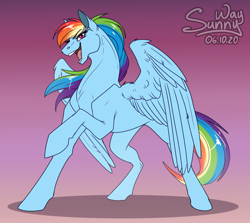 Size: 1200x1068 | Tagged: safe, artist:sunny way, imported from derpibooru, rainbow dash, pegasus, pony, art, artwork, concave belly, digital art, female, hooves up, mare, my little pony, open mouth, raised hoof, sketch, slim, solo, solo female, spread wings, sternocleidomastoid, thin, wings