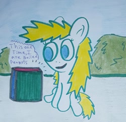 Size: 1280x1241 | Tagged: safe, artist:dex stewart, imported from derpibooru, oc, oc:fargate, earth pony, pony, aqua teen hunger force, dumbassahedratron, traditional art, wisdom cube