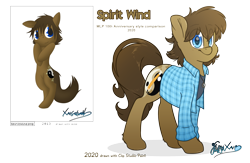 Size: 4000x2600 | Tagged: safe, artist:fluffyxai, imported from derpibooru, oc, oc only, oc:spirit wind, earth pony, pony, accessory, clothes, comparison, cutie mark, draw this again, fluffy, jewelry, looking at you, male, mlp fim's tenth anniversary, necklace, redraw, shirt, simple background, smiling, solo, stallion, standing, text, transparent background