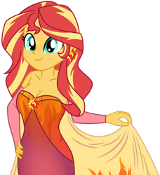 Size: 1024x1125 | Tagged: safe, artist:bakki, artist:emeraldblast63, imported from derpibooru, sunset shimmer, equestria girls, breasts, busty sunset shimmer, cleavage, clothes, dress, ear piercing, earring, fall formal outfits, female, gloves, jewelry, motorcross, piercing, simple background, solo, transparent background