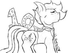 Size: 632x475 | Tagged: safe, artist:lil_vampirecj, imported from derpibooru, oc, oc:cj vampire, oc:cjvampire, earth pony, pony, 10, art, happy birthday mlp:fim, mlp fim's tenth anniversary, sketch, wip