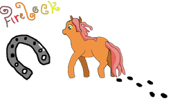 Size: 920x551 | Tagged: safe, artist:musiccloud101, firelock, pony, unicorn, cute, deviantart muro, drawn on deviantart muro, female, filly, firedorable, horseshoes, simple background, transparent background, walking