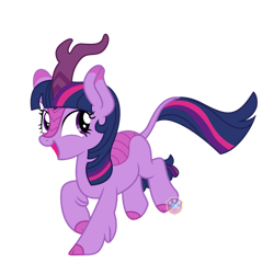 Size: 1280x1280 | Tagged: safe, artist:lovinglypromise, imported from derpibooru, twilight sparkle, kirin, kirin twilight, kirin-ified, looking back, open mouth, smiling, species swap