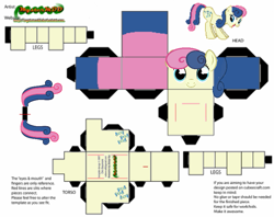 Size: 737x583 | Tagged: safe, imported from derpibooru, bon bon, sweetie drops, original species, pony, craft, cubeecraft, papercraft