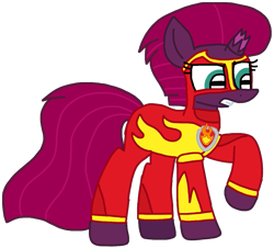 Size: 1107x1001 | Tagged: safe, artist:徐詩珮, imported from derpibooru, fizzlepop berrytwist, tempest shadow, pony, series:sprglitemplight diary, series:sprglitemplight life jacket days, series:springshadowdrops diary, series:springshadowdrops life jacket days, alternate universe, clothes, female, marshall (paw patrol), mighty pups, paw patrol, simple background, solo, transparent background
