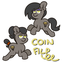 Size: 2000x2000 | Tagged: safe, artist:threetwotwo32232, imported from derpibooru, oc, oc only, oc:coin flip, earth pony, pony, simple background, solo, transparent background