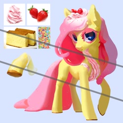 Size: 2160x2160 | Tagged: safe, artist:yanisfucker, imported from derpibooru, oc, oc only, pony, cake, food, not fluttershy, solo