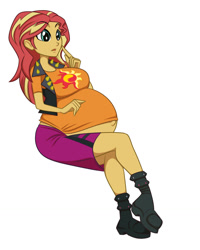 Size: 1024x1280 | Tagged: safe, artist:riddleaellinea, imported from derpibooru, sunset shimmer, equestria girls, belly, belly button, big belly, big breasts, breasts, busty sunset shimmer, outie belly button, preggo shimmer, pregnant, pregnant equestria girls, sunset preggers