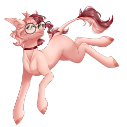 Size: 2334x2331 | Tagged: safe, artist:ohhoneybee, imported from derpibooru, oc, oc only, oc:junebug, earth pony, pony, female, glasses, horns, mare, simple background, solo, transparent background