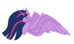 Size: 1000x600 | Tagged: safe, artist:general-radon, imported from derpibooru, twilight sparkle, alicorn, pony, the last problem, bust, ethereal mane, female, mare, princess twilight 2.0, simple background, solo, transparent background, twilight sparkle (alicorn), ultimate twilight, wings