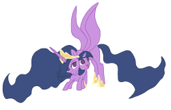 Size: 2160x1392 | Tagged: safe, artist:mjangelvortex, derpibooru exclusive, imported from derpibooru, twilight sparkle, alicorn, pony, unicorn, the last problem, crown, digital art, duality, ethereal mane, ethereal tail, female, filly, filly twilight sparkle, happy, happy birthday mlp:fim, horses doing horse things, hug, jewelry, mare, missing cutie mark, mlp fim's tenth anniversary, no pupils, nuzzling, older, older twilight, princess twilight 2.0, regalia, self paradox, self ponidox, simple background, smiling, time paradox, transparent background, twilight sparkle (alicorn), unicorn twilight, younger