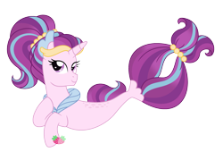 Size: 2523x1713 | Tagged: safe, artist:strawberry-spritz, imported from derpibooru, oc, oc only, seapony (g4), female, magical lesbian spawn, offspring, parent:queen novo, parent:starlight glimmer, simple background, solo, transparent background