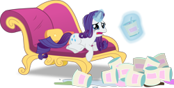 Size: 7938x4000 | Tagged: safe, artist:frownfactory, imported from derpibooru, rarity, pony, unicorn, inspiration manifestation, couch, crying, fainting couch, female, food, horn, ice cream, magic, makeup, mare, marshmelodrama, mascarity, messy mane, rarity being rarity, running makeup, simple background, solo, transparent background, vector