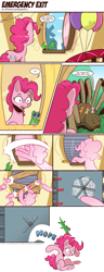 Size: 1280x3331 | Tagged: safe, artist:saturdaymorningproj, imported from derpibooru, apple bloom, gummy, pinkie pie, scootaloo, sweetie belle, oc, oc:fitzgerald, alligator, crocodile, earth pony, giant spider, pegasus, pony, spider, unicorn, arachnophobia, balloon, breaking the fourth wall, cutie mark crusaders, drool, female, filly, fourth wall, male, mare, nope, simple background, transparent background