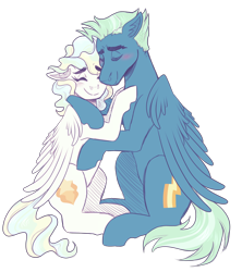 Size: 2400x2700 | Tagged: safe, artist:kikirdcz, imported from derpibooru, sky stinger, vapor trail, pegasus, pony, female, hug, male, shipping, simple background, straight, transparent background, vaporsky