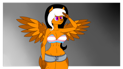 Size: 2560x1440 | Tagged: safe, artist:orange_flame, imported from derpibooru, oc, oc:orange flame, anthro, pegasus, big breasts, breasts, high res, large butt, pride, pride flag, thighs, thunder thighs, transgender pride flag