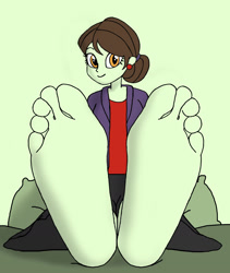 Size: 1997x2368 | Tagged: safe, artist:skullmandan, imported from derpibooru, sophisticata, human, equestria girls, barefoot, feet, feet on bed, female, fetish, foot fetish, foot focus, soles, solo, toes, wiggling toes