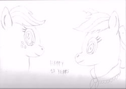 Size: 7200x5100 | Tagged: safe, artist:ahsokafan100, imported from derpibooru, applejack, earth pony, pony, the last problem, drawing, happy birthday mlp:fim, mlp fim's tenth anniversary, older, older applejack, sketch, solo, traditional art