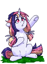 Size: 160x220 | Tagged: safe, artist:silentwolf-oficial, imported from derpibooru, oc, oc only, pony, unicorn, hoof on chest, hooves to the chest, horn, looking up, picture for breezies, pixel art, raised hoof, reaching up, signature, simple background, transparent background, underhoof, unicorn oc