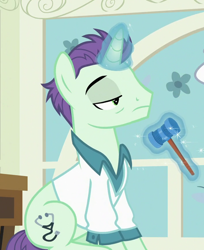 Size: 472x578 | Tagged: safe, imported from derpibooru, screencap, dr. steth, pony, unicorn, a flurry of emotions, clothes, cropped, doctor, magic, male, ponyville hospital, stallion, tired, unnamed character, unnamed pony