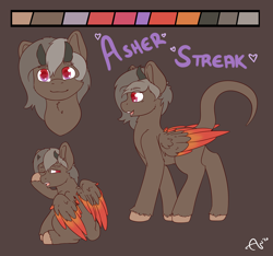 Size: 3200x3000 | Tagged: safe, artist:ashersketch, imported from derpibooru, oc, oc:asher streak, hybrid, pony, reference sheet