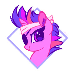 Size: 1000x1000 | Tagged: safe, artist:lollipony, imported from derpibooru, twilight sparkle, pony, bust, commission, ear fluff, eyepatch, female, future twilight, mare, portrait, smiling, solo