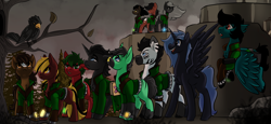 Size: 4696x2160 | Tagged: safe, artist:brainiac, derpibooru exclusive, imported from derpibooru, oc, oc only, fallout equestria, group shot