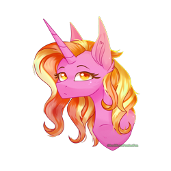 Size: 2000x2000 | Tagged: safe, artist:redheartponiesfan, imported from derpibooru, luster dawn, pony, unicorn, alternate hairstyle, bust, female, mare, simple background, solo, transparent background