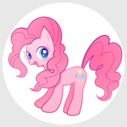 Size: 1200x1200 | Tagged: safe, artist:boon_9, imported from derpibooru, part of a set, pinkie pie, earth pony, pony, circle background, female, mare, solo, starry eyes, wingding eyes