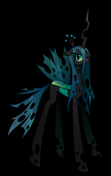 Size: 566x900 | Tagged: safe, artist:boon_9, imported from derpibooru, queen chrysalis, changeling, changeling queen, black background, crown, female, jewelry, open mouth, regalia, simple background, solo