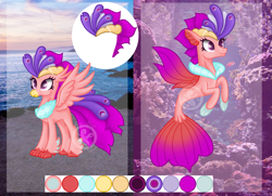 Size: 2461x1778 | Tagged: safe, artist:keeka-snake, imported from derpibooru, oc, oc only, classical hippogriff, hippogriff, seapony (g4), female, reference sheet, solo, watermark