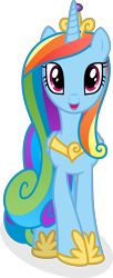 Size: 2000x4906 | Tagged: safe, imported from derpibooru, princess cadance, rainbow dash, alicorn, pony, alicornified, crown, hoof shoes, jewelry, race swap, rainbowcorn, recolor, regalia, simple background, transparent background, vector