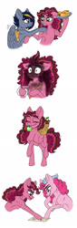 Size: 711x2097 | Tagged: safe, artist:celestial-rainstorm, imported from derpibooru, pinkie pie, oc, oc:cherry chimichanga, oc:jetstream, pony, apple, food, offspring, parent:cheese sandwich, parent:pinkie pie, parent:rainbow dash, parent:soarin', parents:cheesepie, parents:soarindash