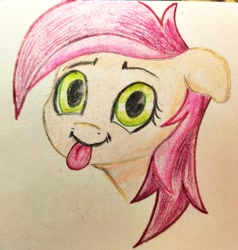 Size: 647x680 | Tagged: safe, artist:sv37, imported from derpibooru, roseluck, earth pony, pony, :p, bust, floppy ears, head only, looking at you, portrait, solo, tongue out