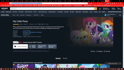 Size: 1920x1080 | Tagged: safe, imported from derpibooru, screencap, applejack, fluttershy, pinkie pie, rainbow dash, rarity, spike, twilight sparkle, my little pony: the movie, amazon.com, browser, google chrome, imdb tv, mane seven, mane six, prime video