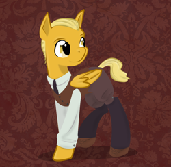 Size: 900x878 | Tagged: safe, artist:askmerriweatherauthor, imported from derpibooru, oc, oc only, oc:meadow lark (ask merriweather), pegasus, pony, clothes, colt, male, solo